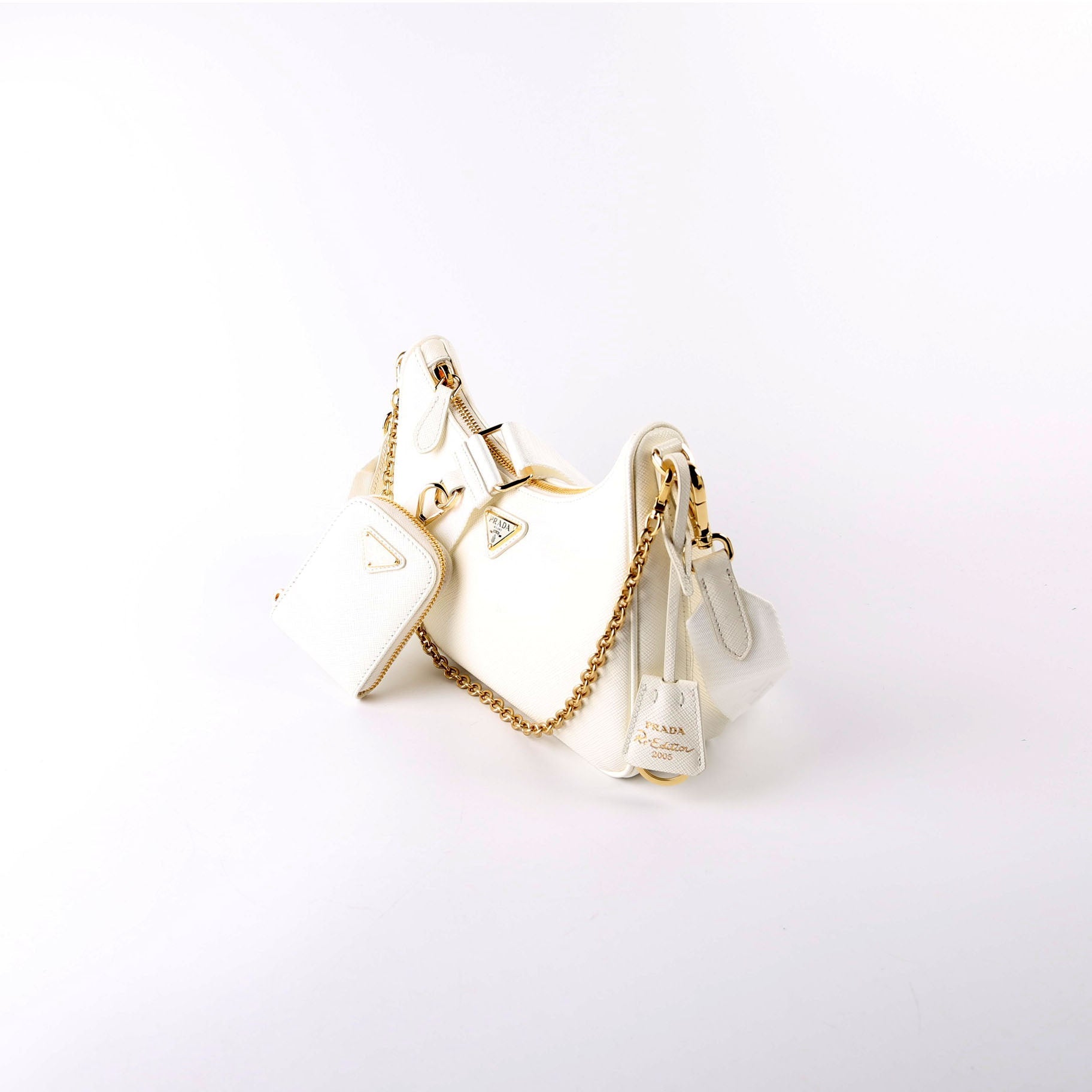 Prada Saffiano Re-Edition 2005 White Bag