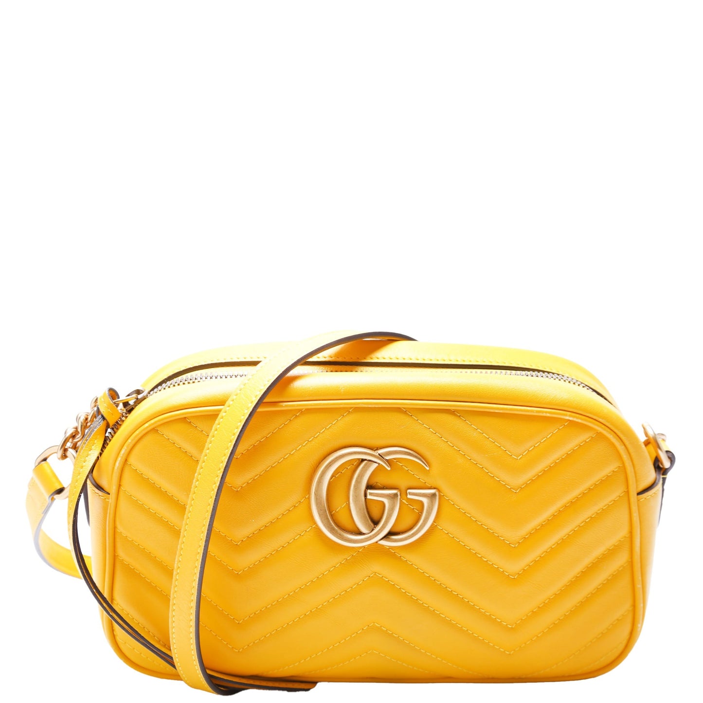 Gucci 447632 Marmont Small Leather Camera Yellow Bag