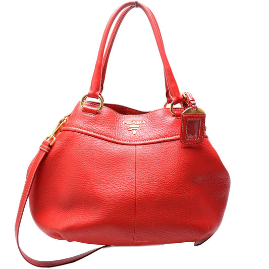 Prada Vitello Daino Lago Red Bag