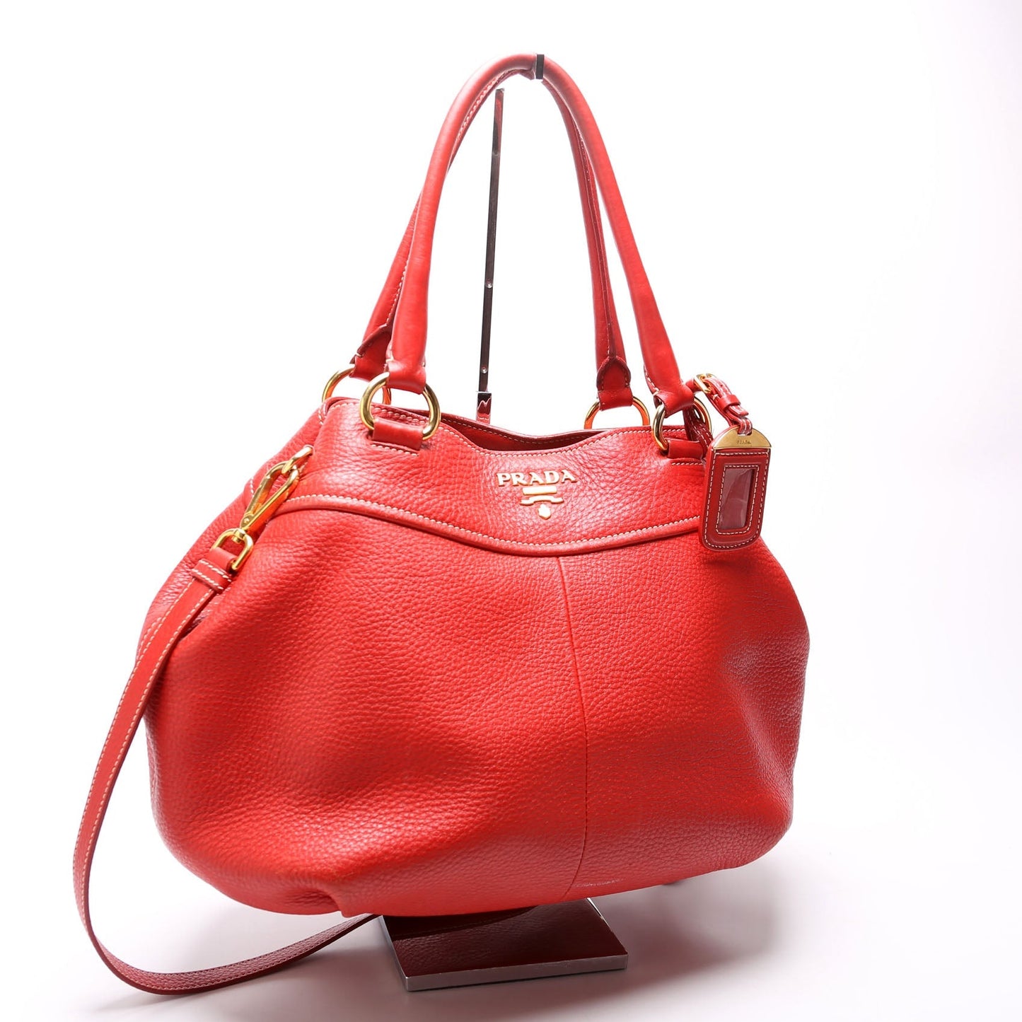 Prada Vitello Daino Lago Red Bag