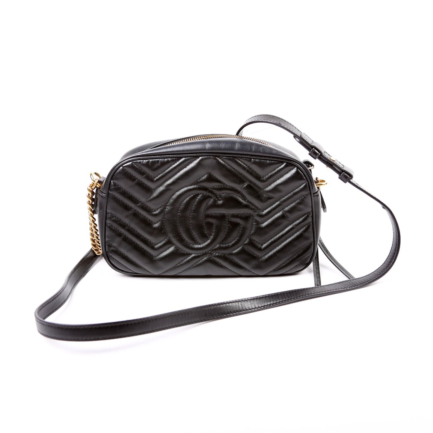 Gucci 447632 Marmont Small Leather Camera Black Bag