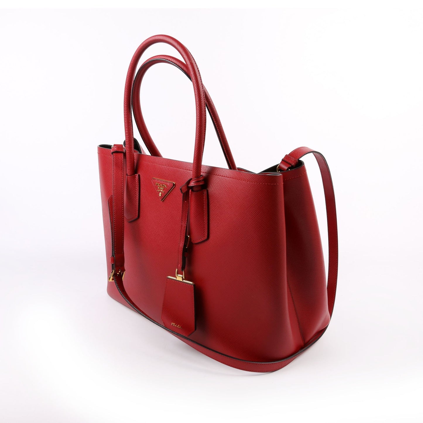Prada Saffiano Cuir Double Large Red Bag