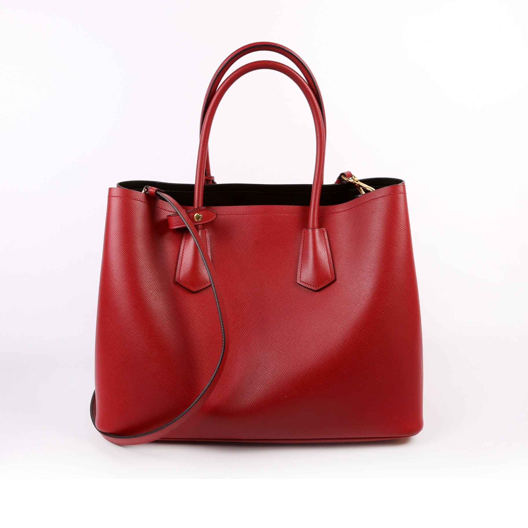 Prada Saffiano Cuir Double Large Red Bag
