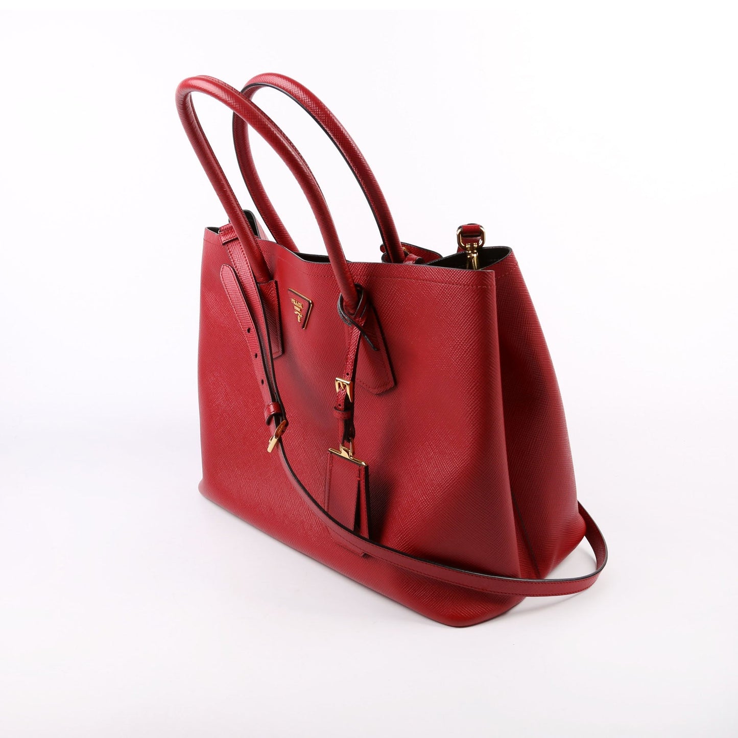 Prada Saffiano Cuir Double Large Red Bag - Style 2