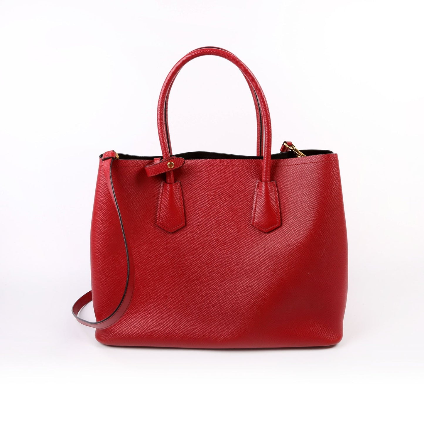 Prada Saffiano Cuir Double Large Red Bag - Style 2