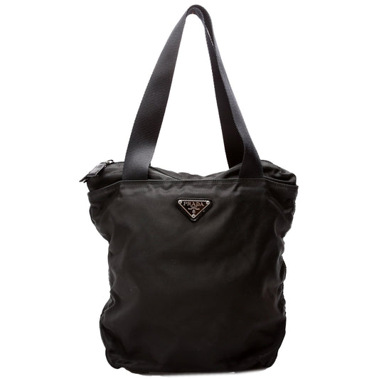 Prada Nylon Zip Tote Black Bag