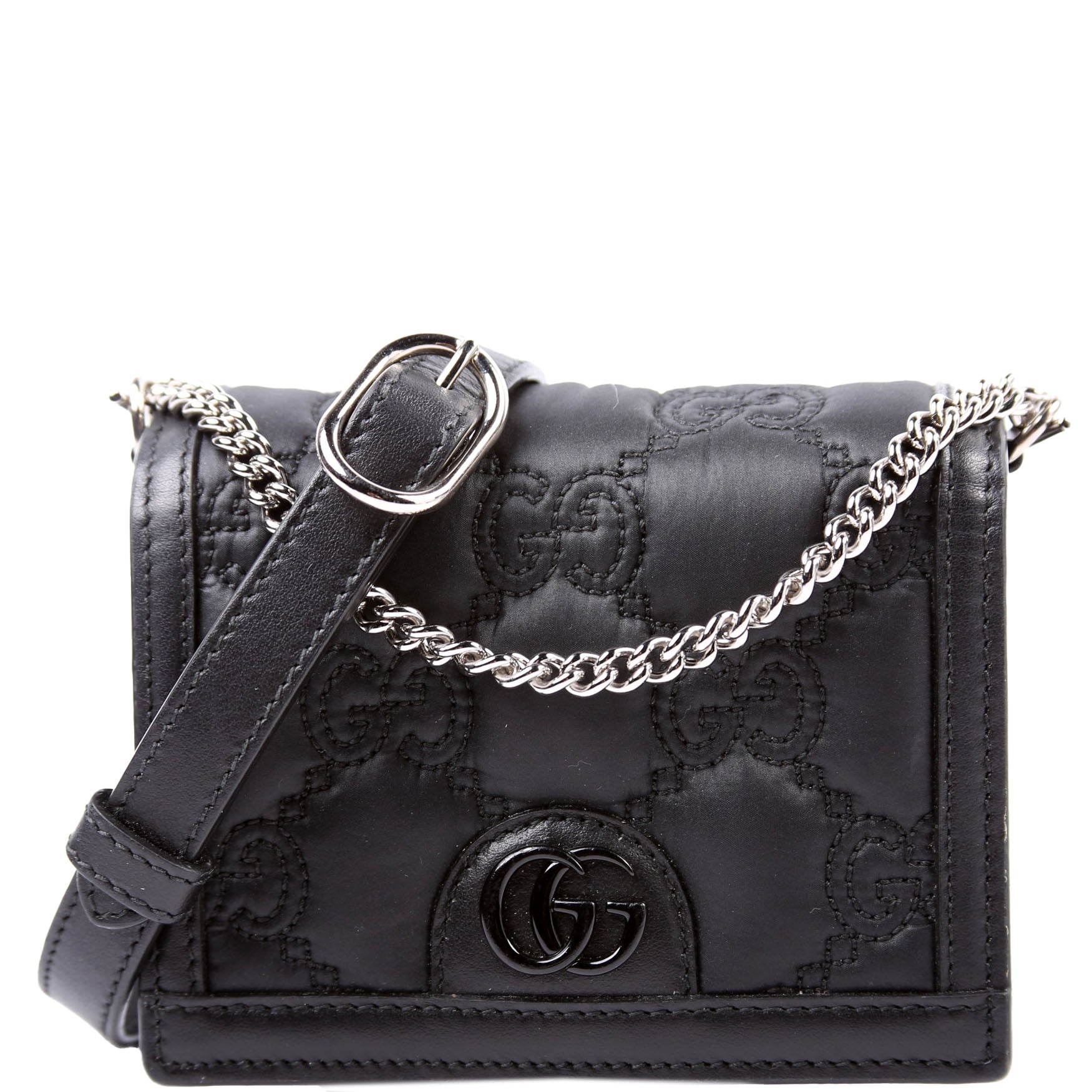 Gucci 723777 GG Nylon Enamel Mini Chain Black Bag