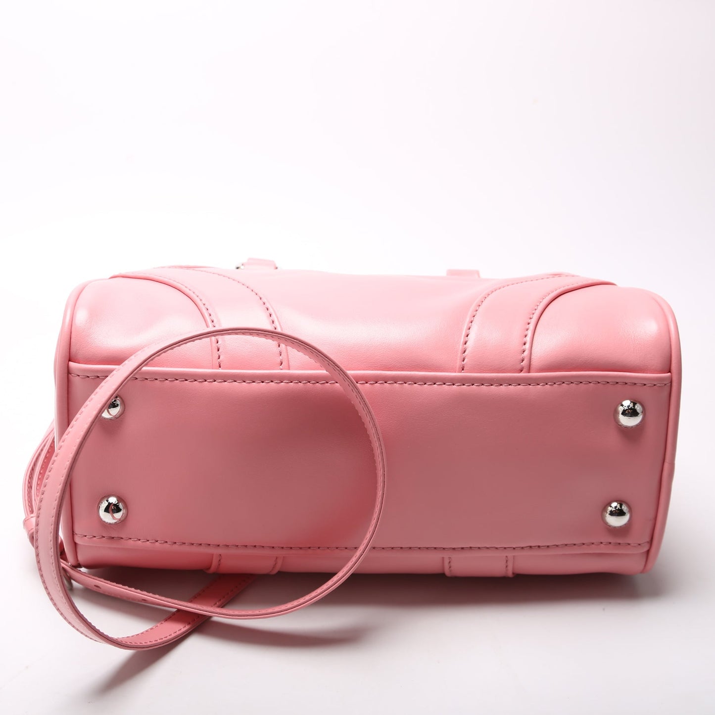 Prada 1BB071 Soft Calfskin Monochrome Bowling Pink Bag