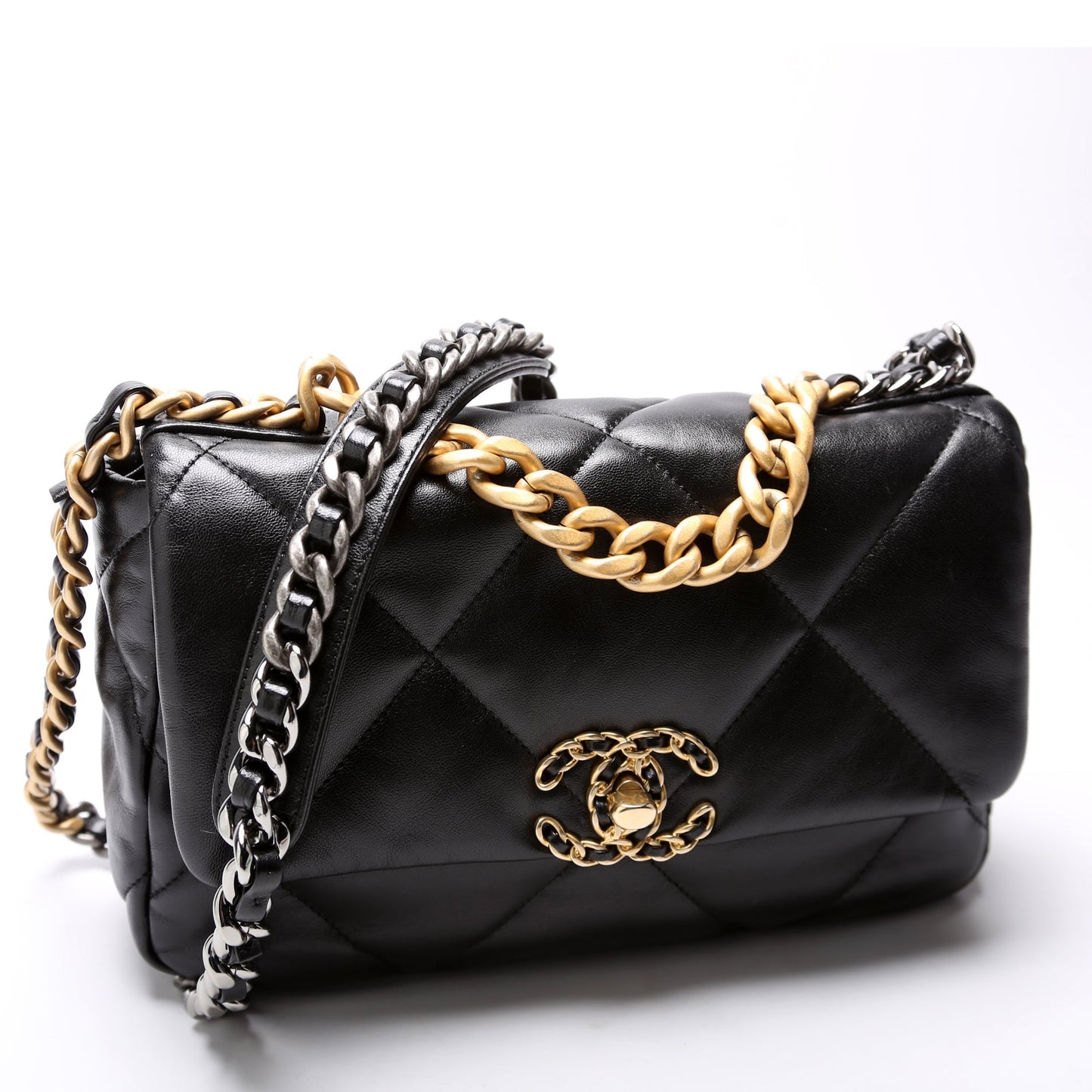 Chanel Quilted Goatskin 19 Medium Flap RFID Black Bag