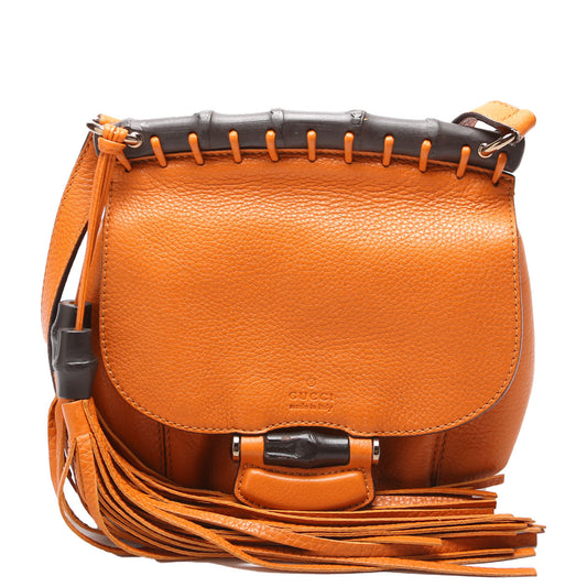 Gucci 247104 Calfskin Bamboo Nouveau Shoulder Small Bag