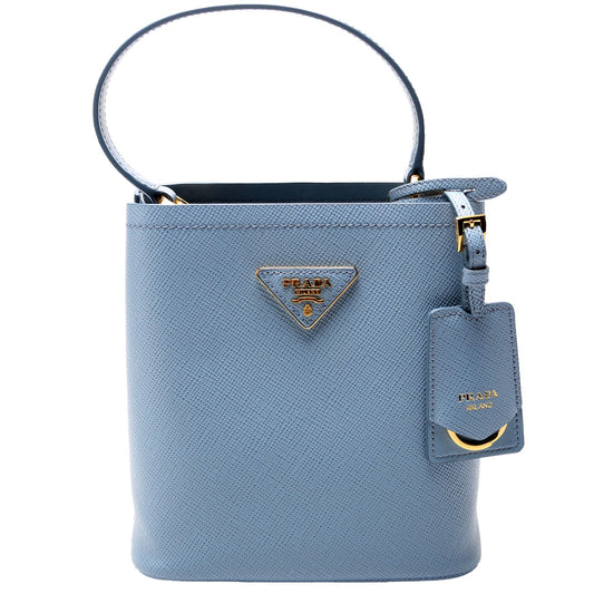 Prada Saffiano Cuir Small Panier Blue Bag