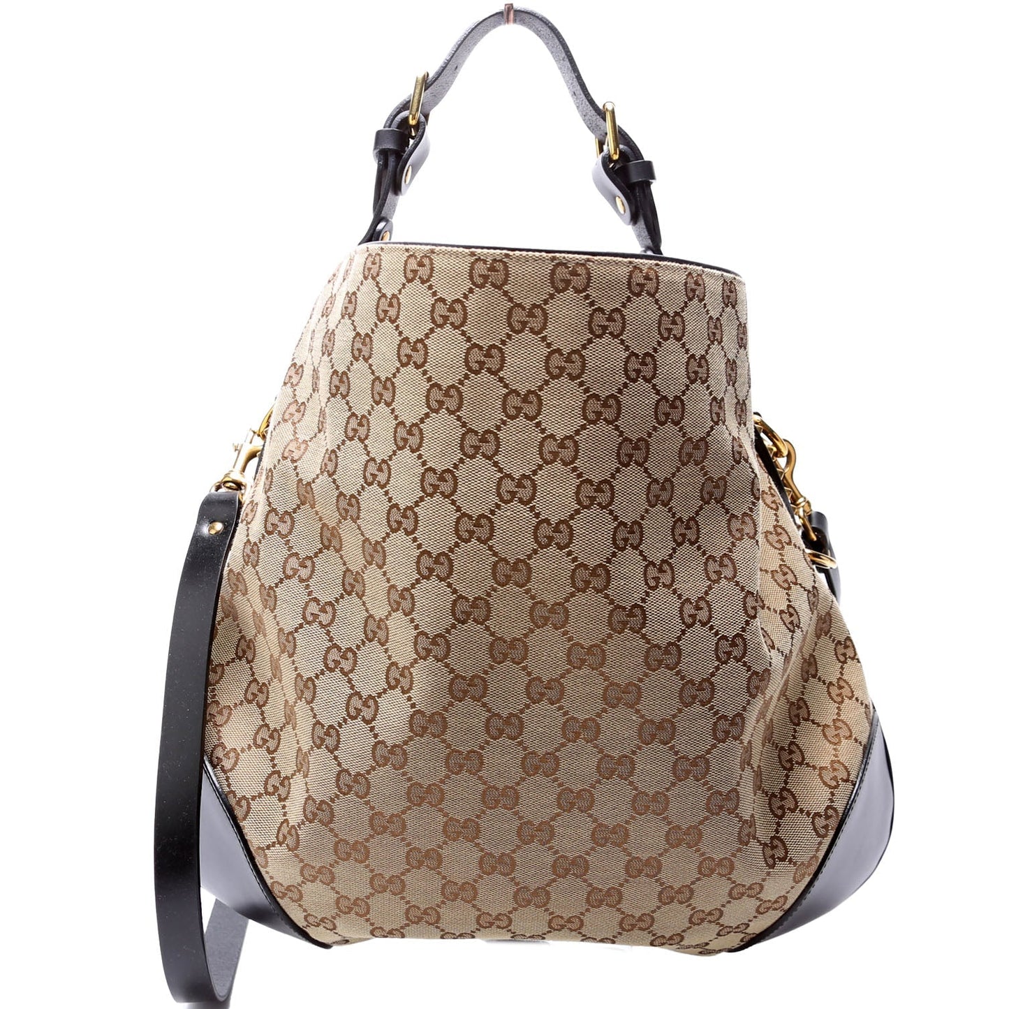 Gucci 296870 GG Canvas Studded Patti Hobo Brown Bag