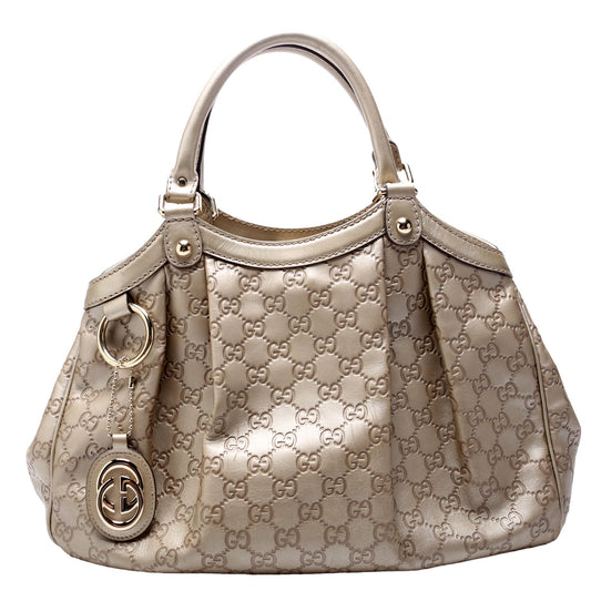 Gucci 211944 Sukey GG Leather Medium Gold Bag
