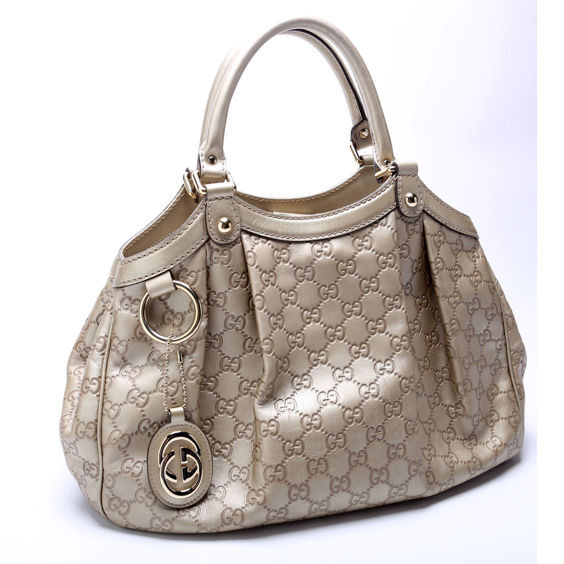 Gucci 211944 Sukey GG Leather Medium Gold Bag