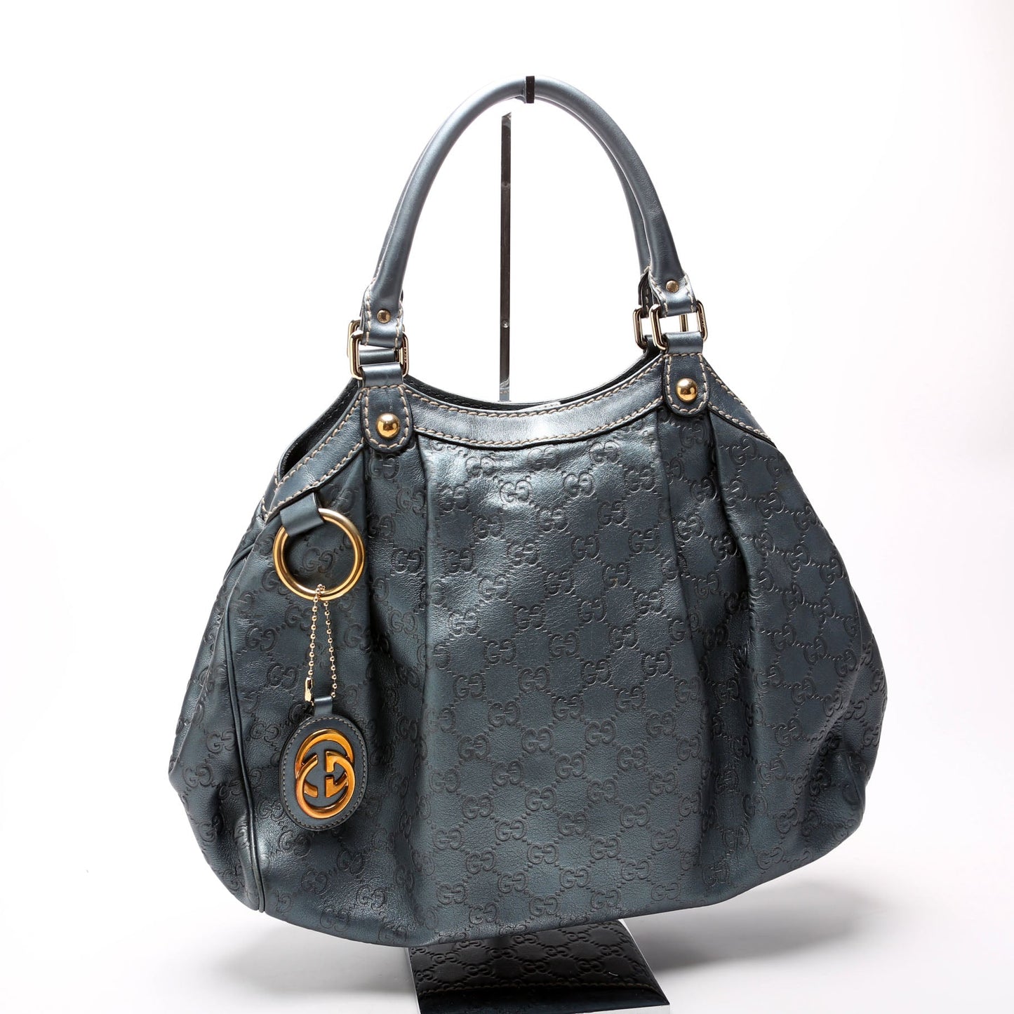 Gucci 211944 Sukey GG Leather Medium Blue Bag