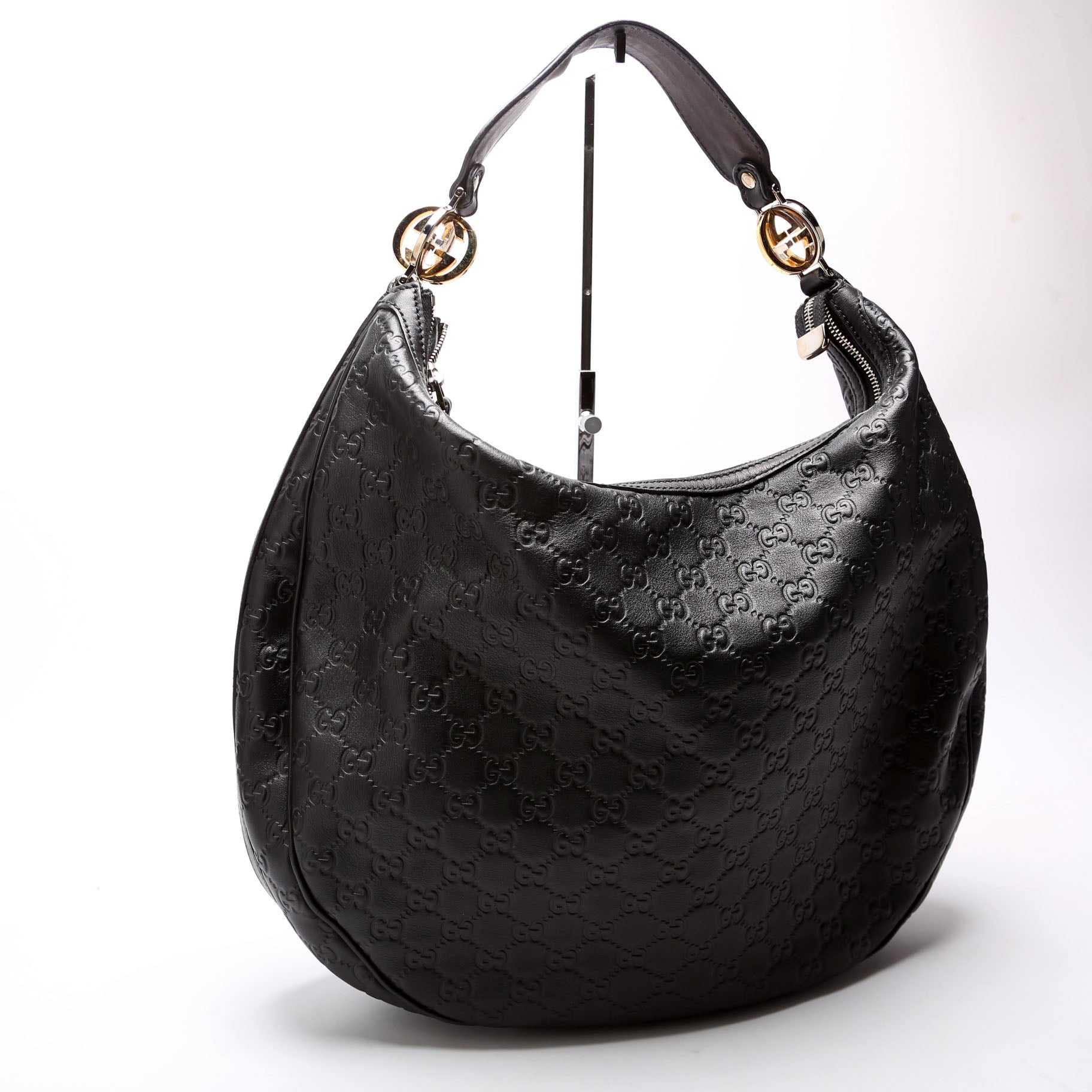 Gucci 232945 GG Twins Hobo Large Black Bag