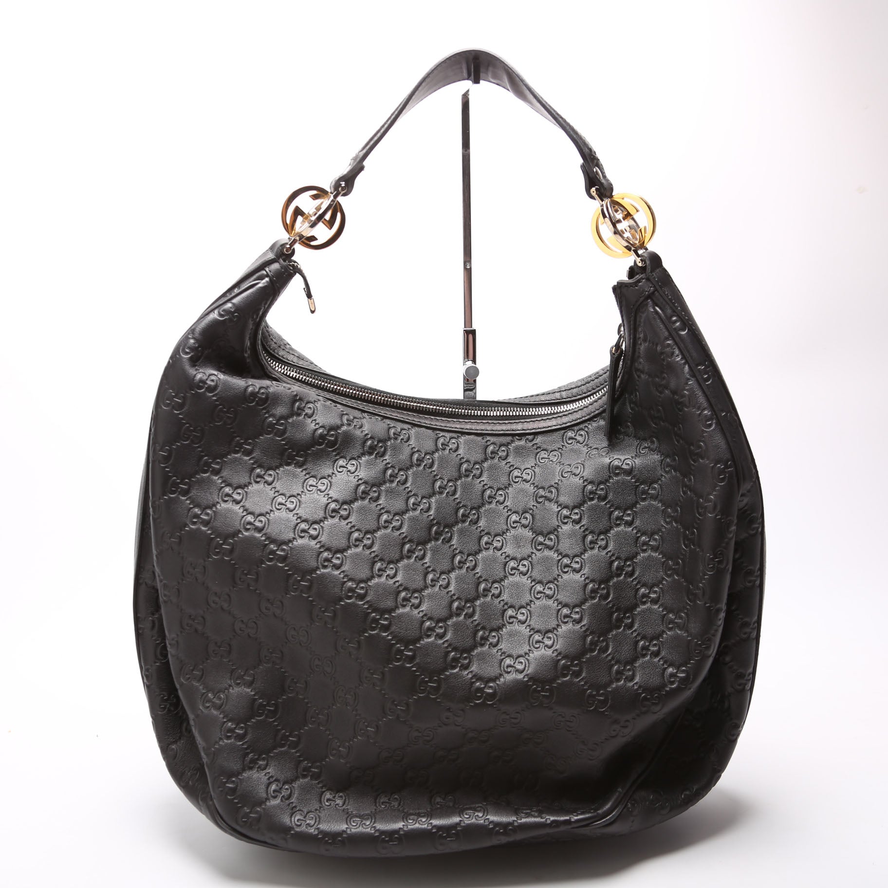 Gucci 232945 GG Twins Hobo Large Black Bag