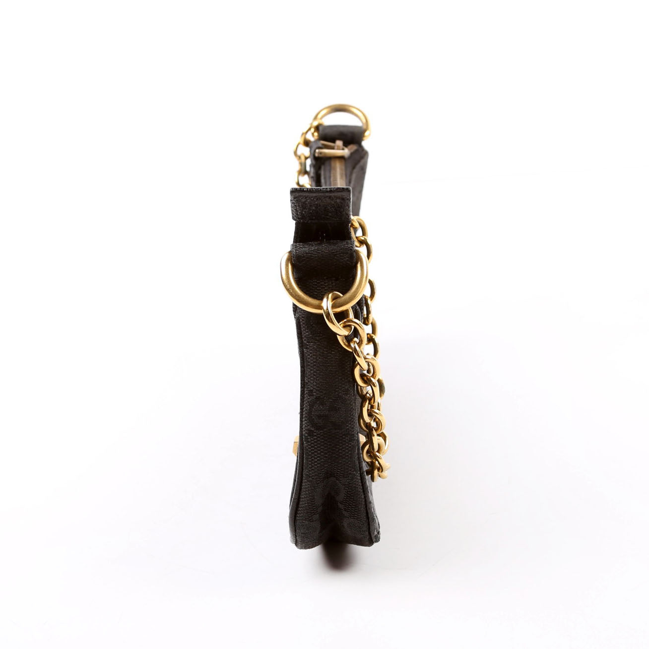 Gucci 120940 GG Canvas Horsebit Nail Pochette Black Bag