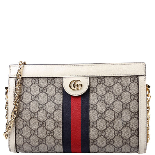 Gucci 503877 GG Supreme Ophidia Small Chain White Bag