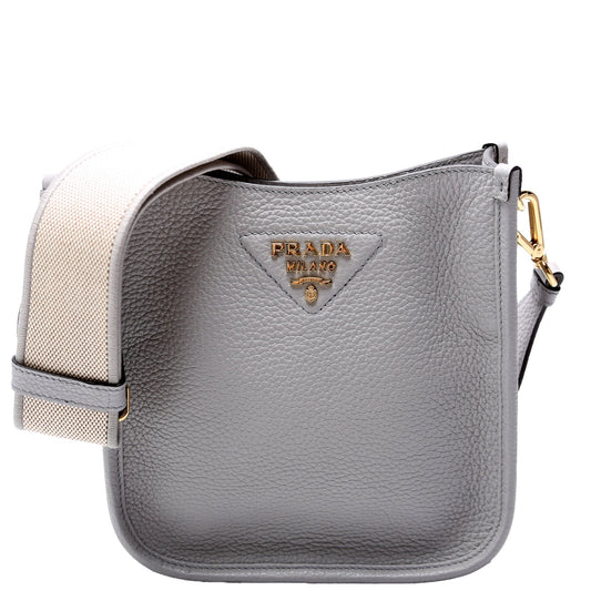 Prada 1BH191 Leather Mini Shoulder Grey Bag