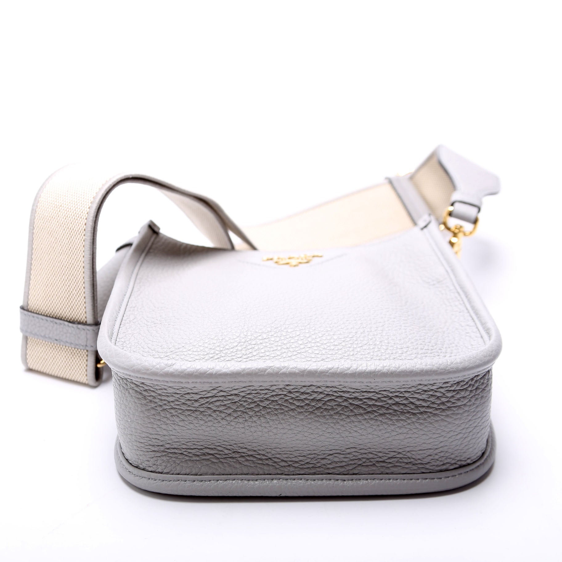 Prada 1BH191 Leather Mini Shoulder Grey Bag