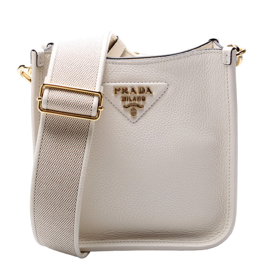 Prada 1BH191 Leather Mini Shoulder White Bag