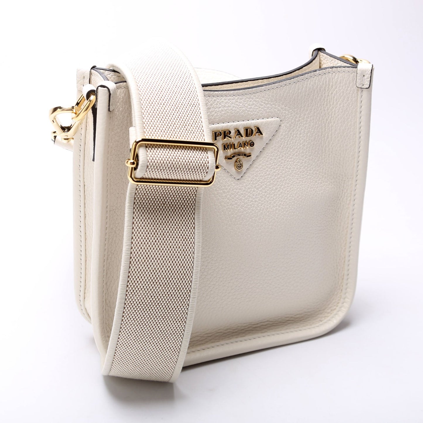 Prada 1BH191 Leather Mini Shoulder White Bag