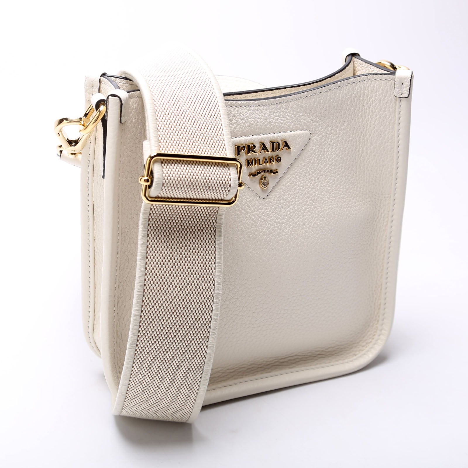 Prada 1BH191 Leather Mini Shoulder White Bag
