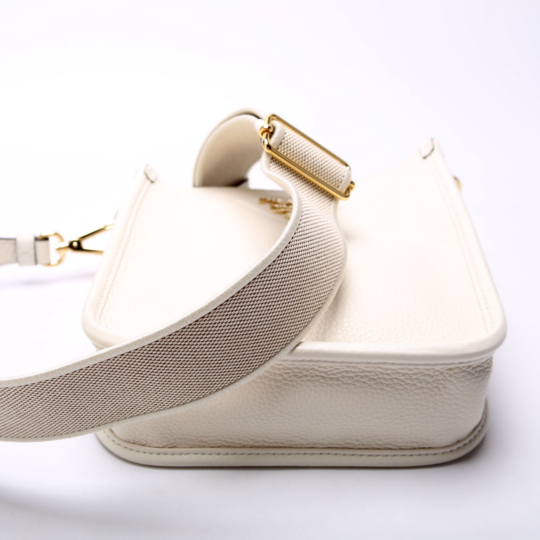 Prada 1BH191 Leather Mini Shoulder White Bag