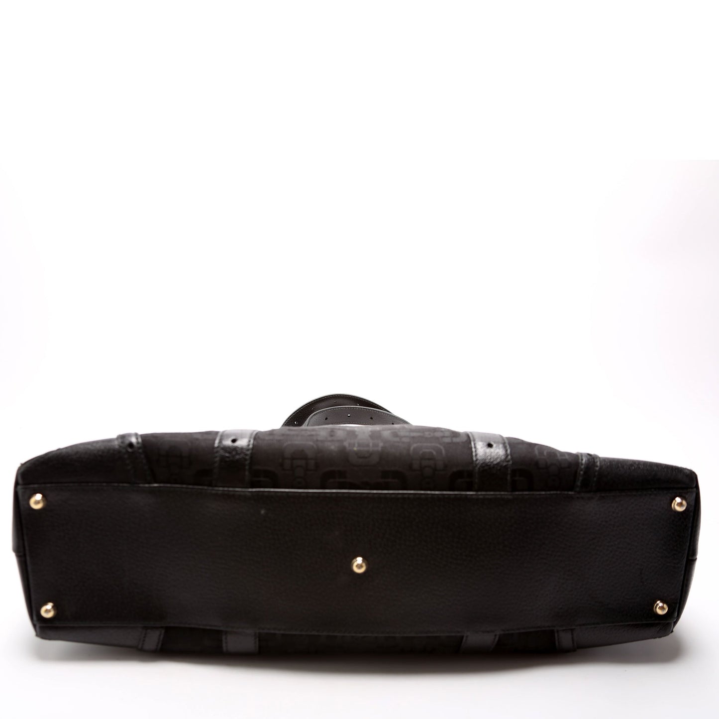 Gucci 145769 Horsebit Canvas/Leather Shoulder Black Bag