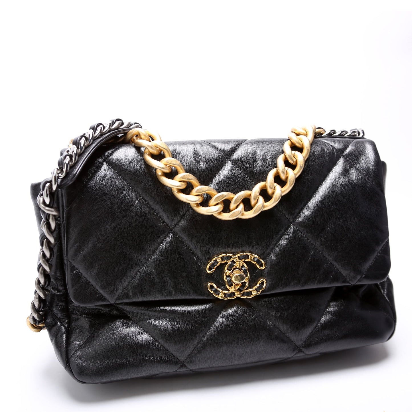 Chanel Quilted Goatskin 19 Large Flap 29M Black Bag