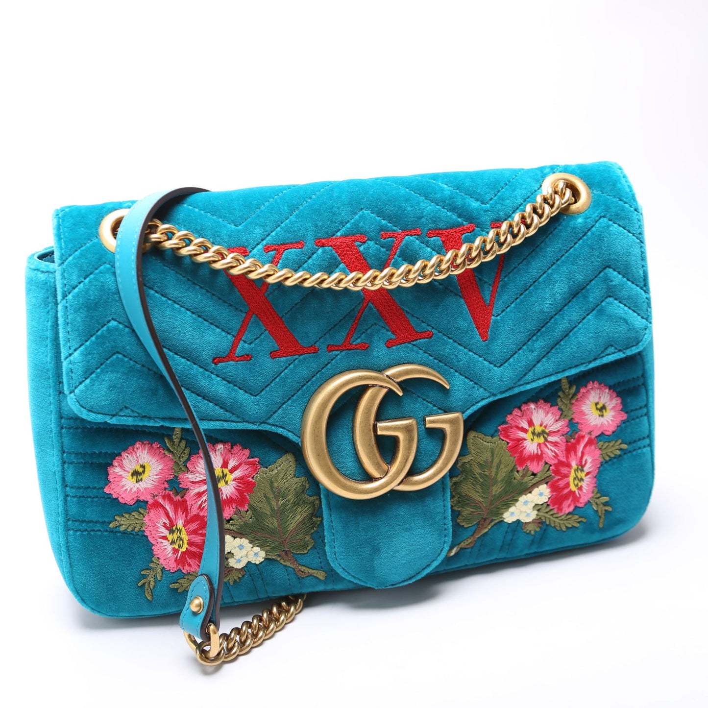 Gucci 443496 110th Anniversary XXV Marmont Velvet Shoulder Medium Bag