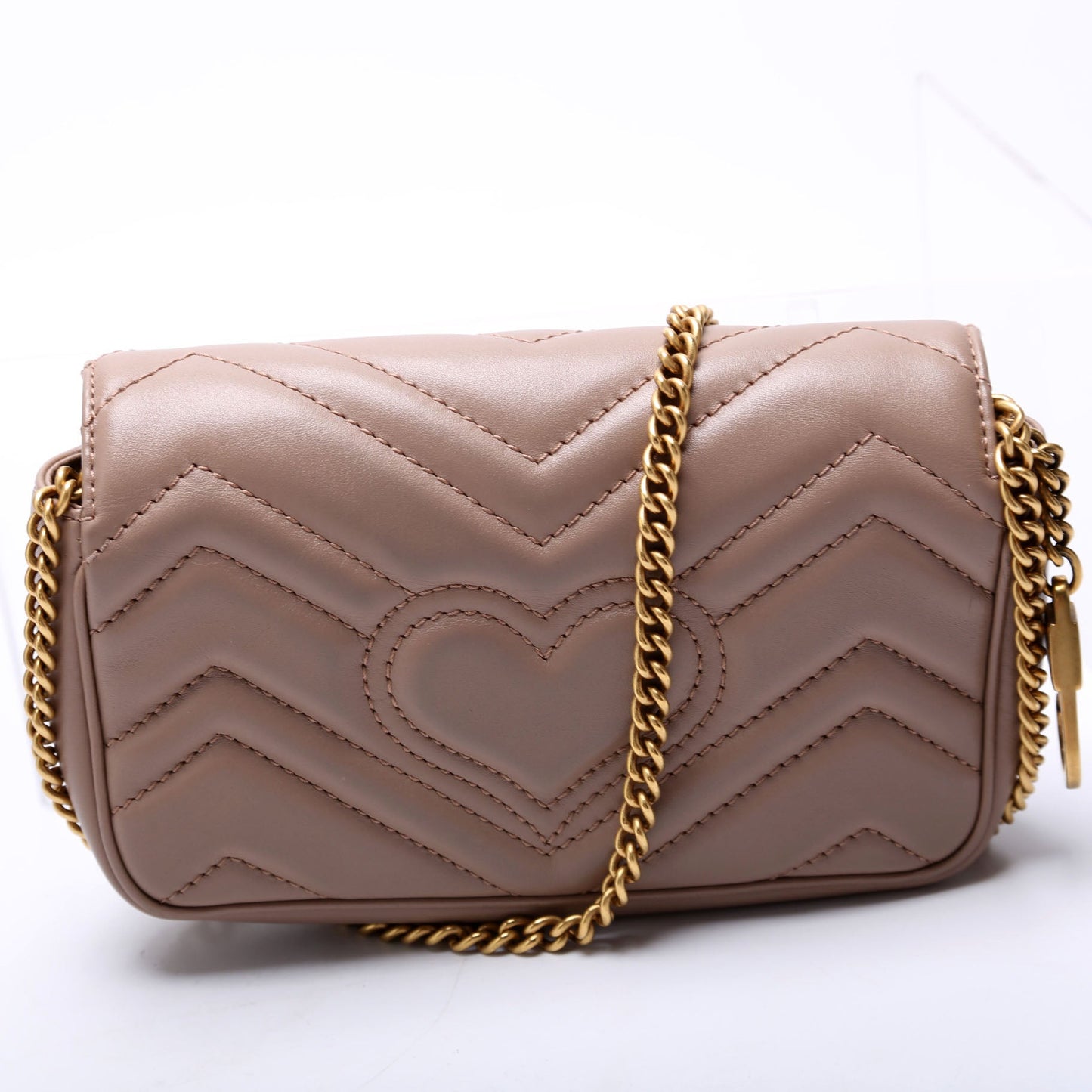 Gucci 476433 Marmont Leather Super Mini Flap Tan Bag
