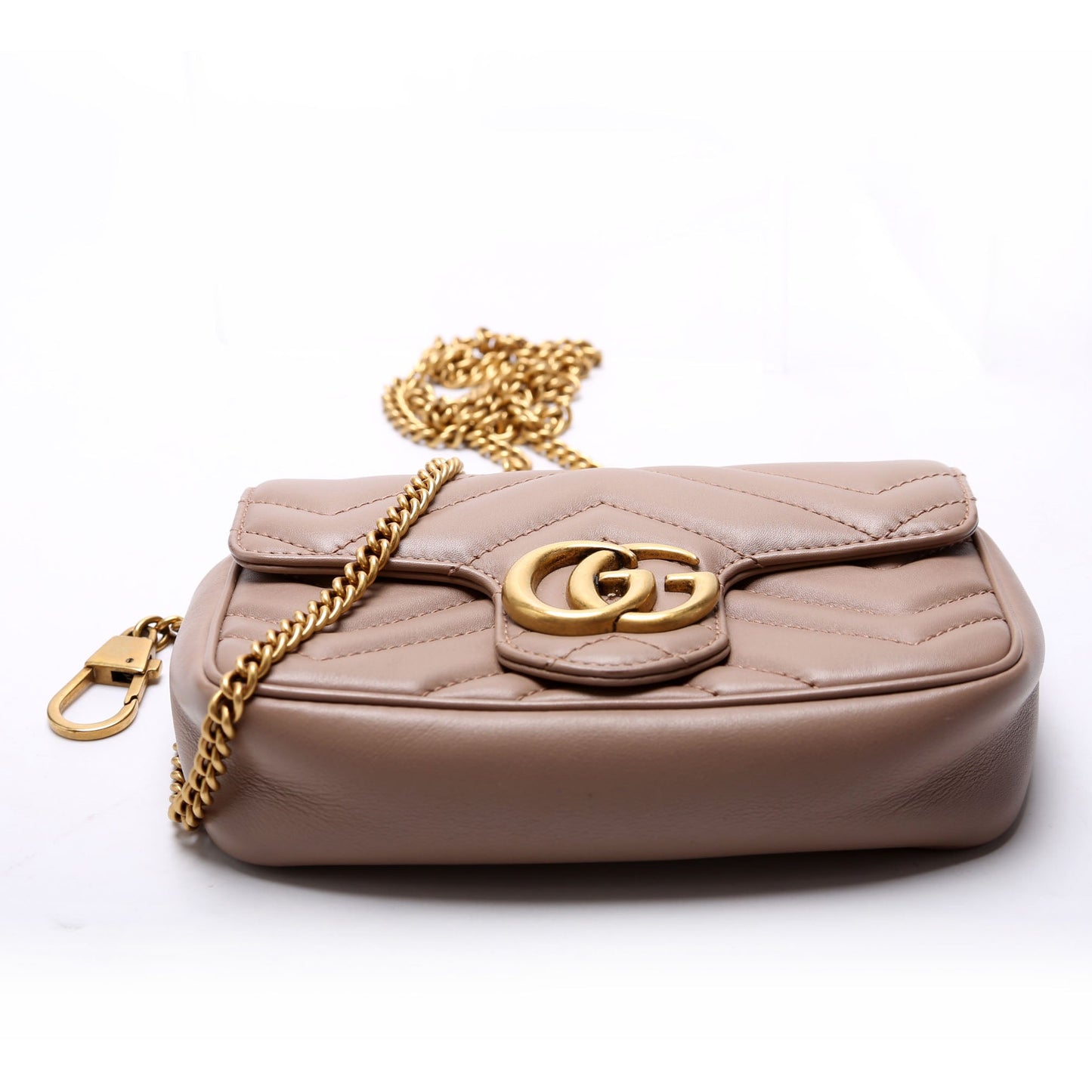 Gucci 476433 Marmont Leather Super Mini Flap Tan Bag