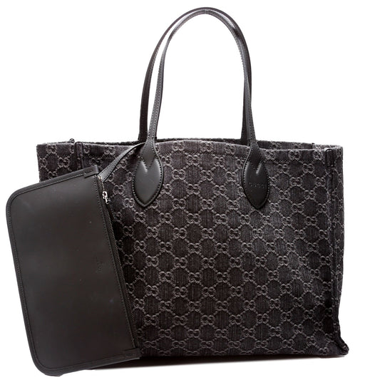Gucci 772176 Summer Tote Large Denim Black Bag