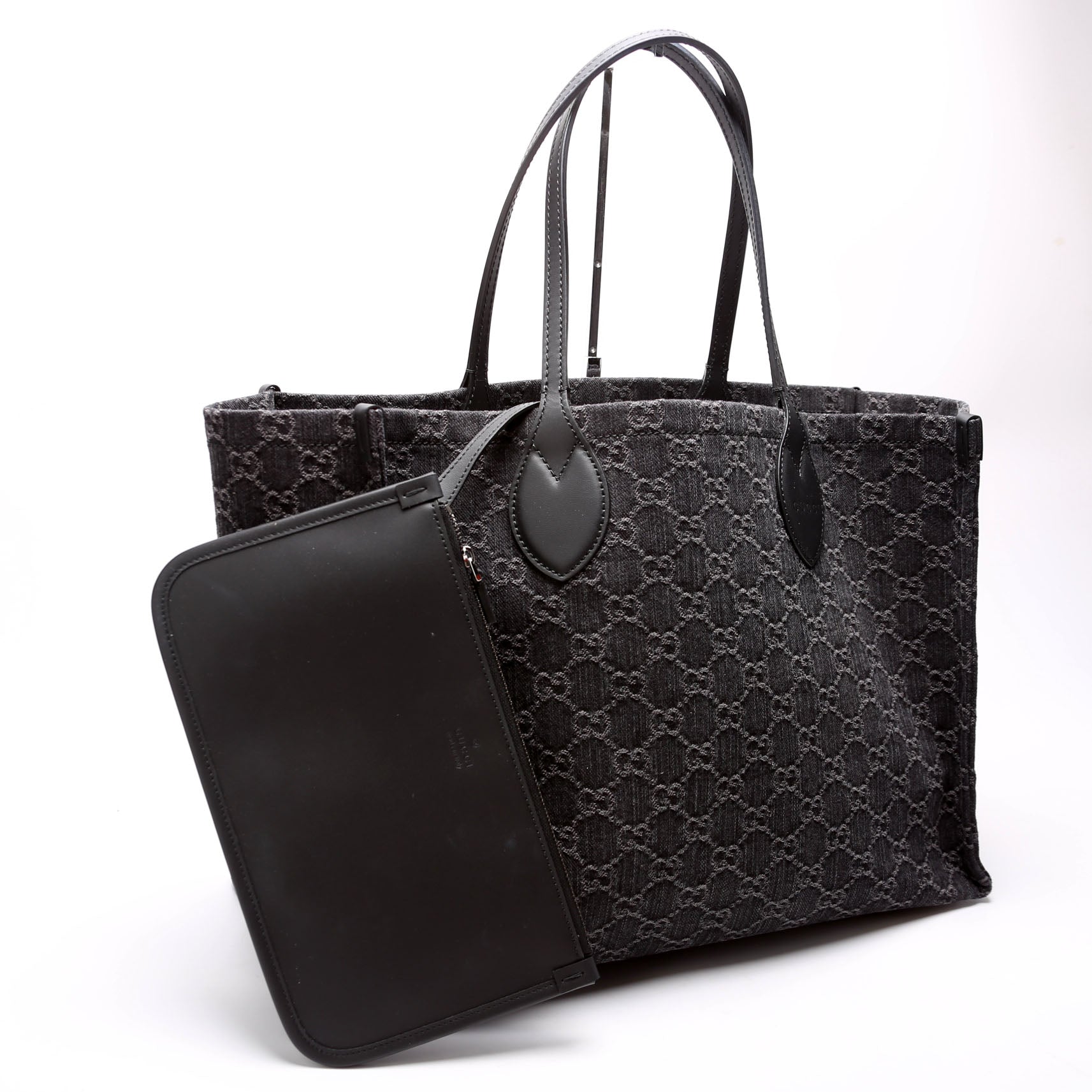 Gucci 772176 Summer Tote Large Denim Black Bag