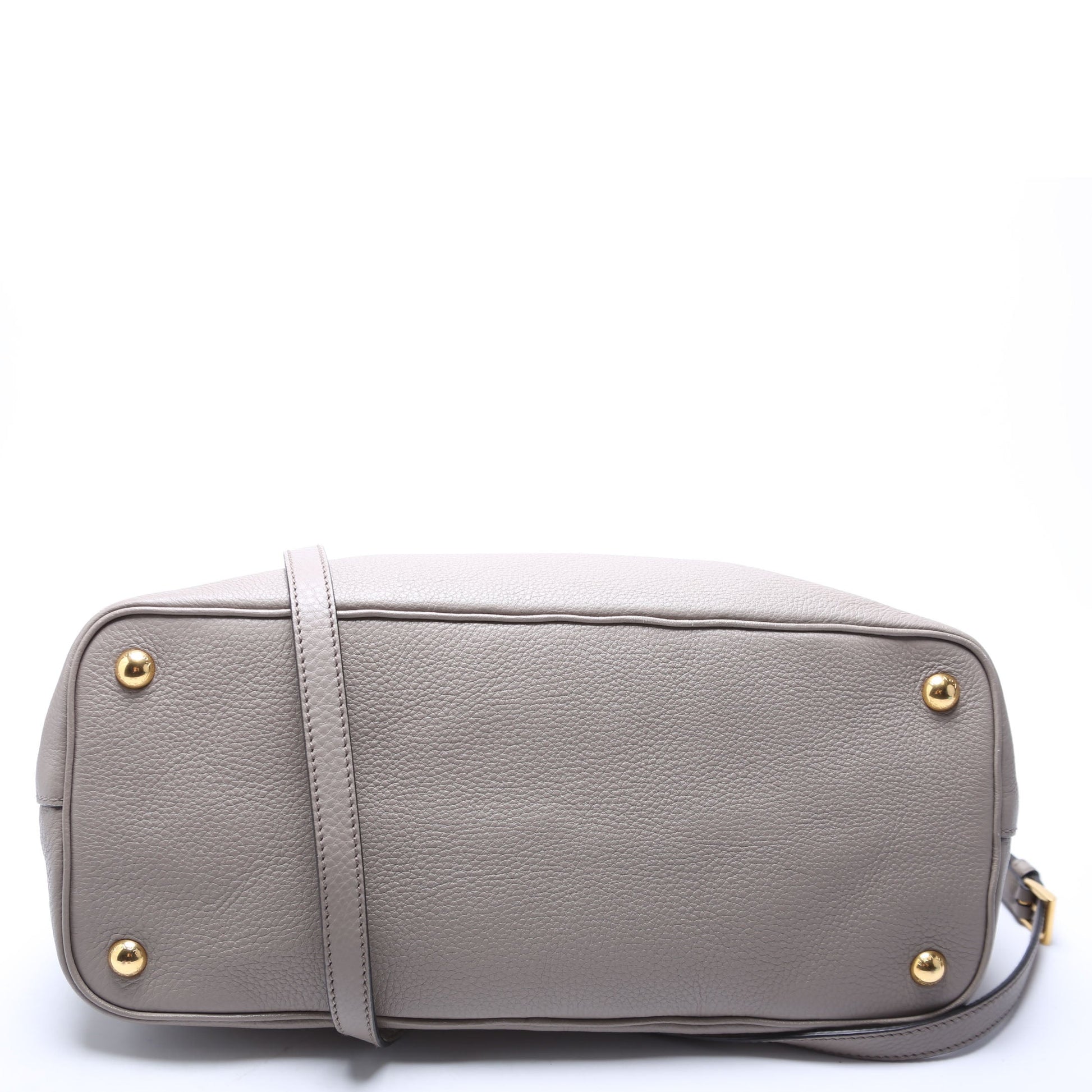 Prada 1BA239 Vitello Phenix Double Tote Taupe Bag