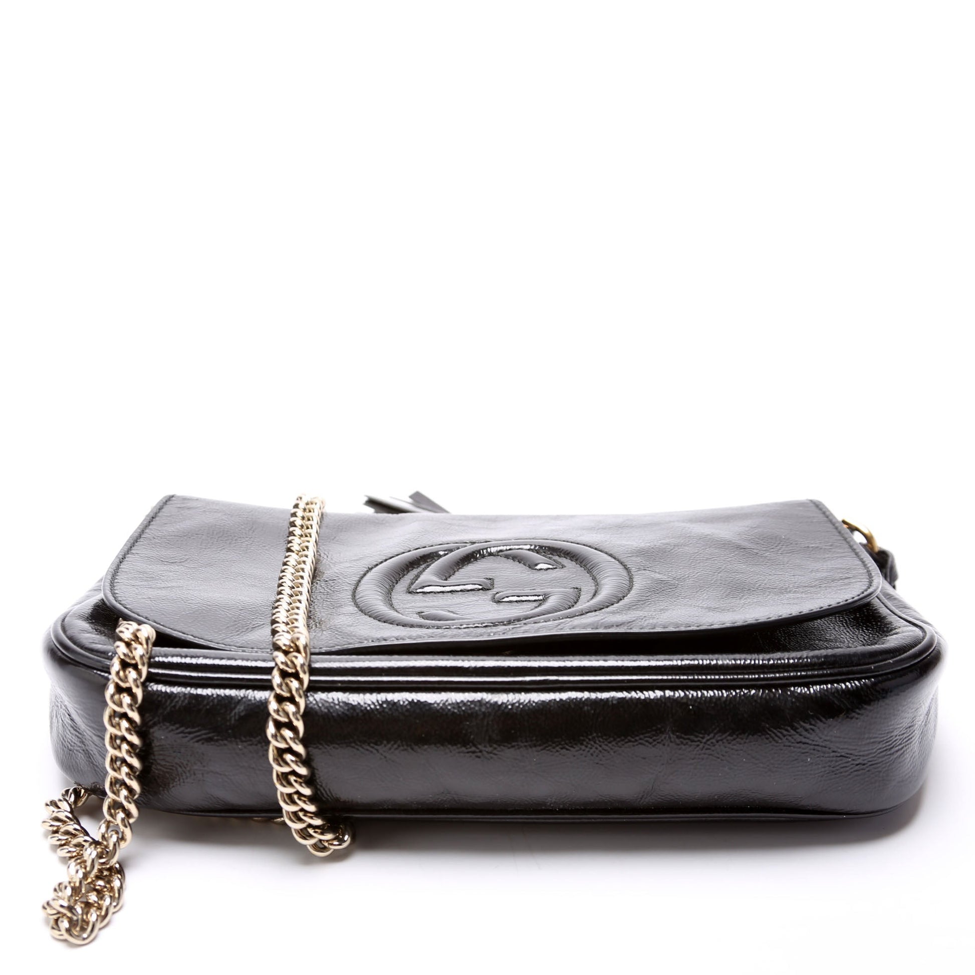 Gucci 336752 Soho Chain Crossbody Medium Patent Black Bag