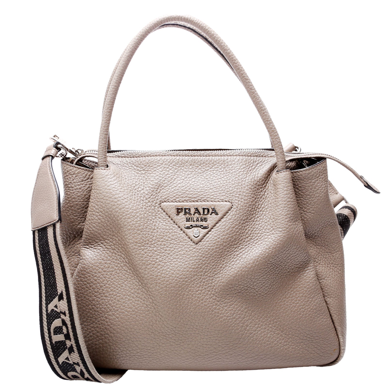 Prada Large Leather Hand1BC170Grey Bag
