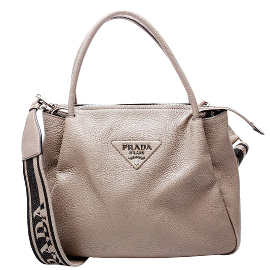 Prada Large Leather Hand1BC170Grey Bag