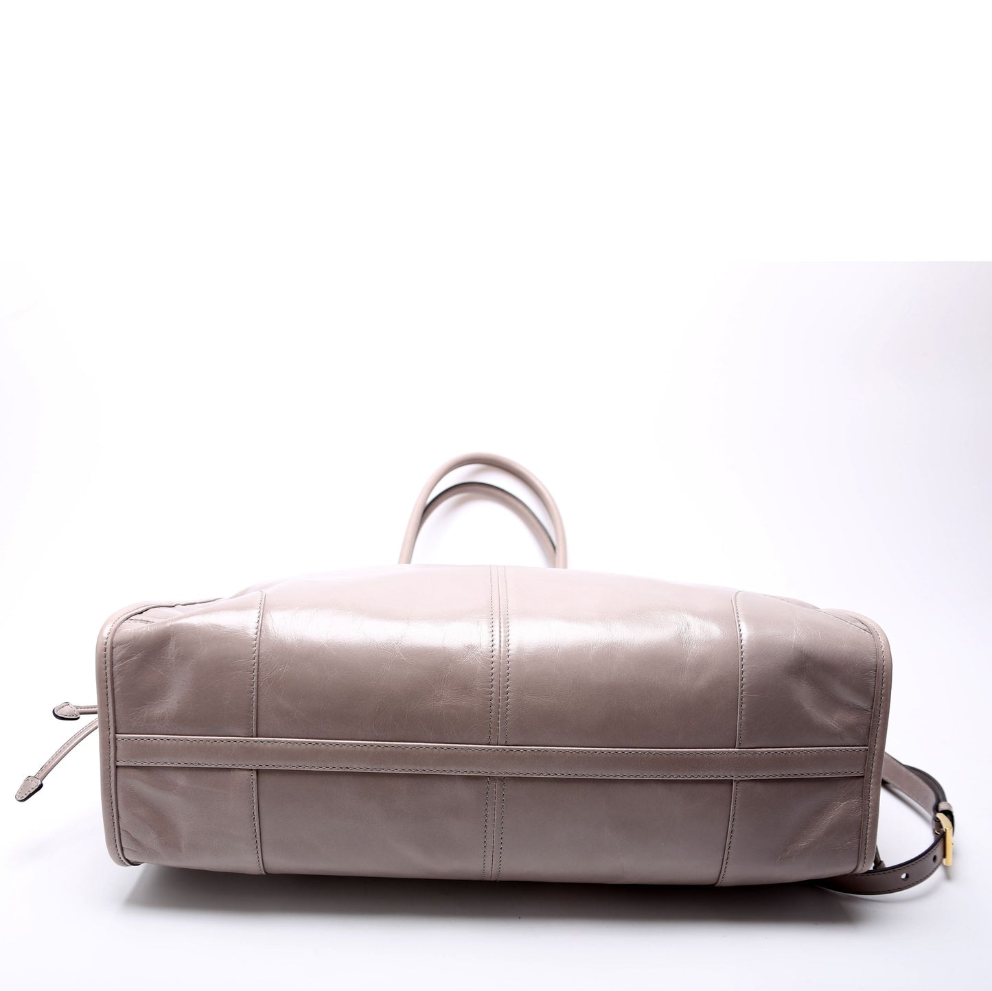 Prada 1BA433 Bonnie Large Calfskin Shoulder Taupe Bag