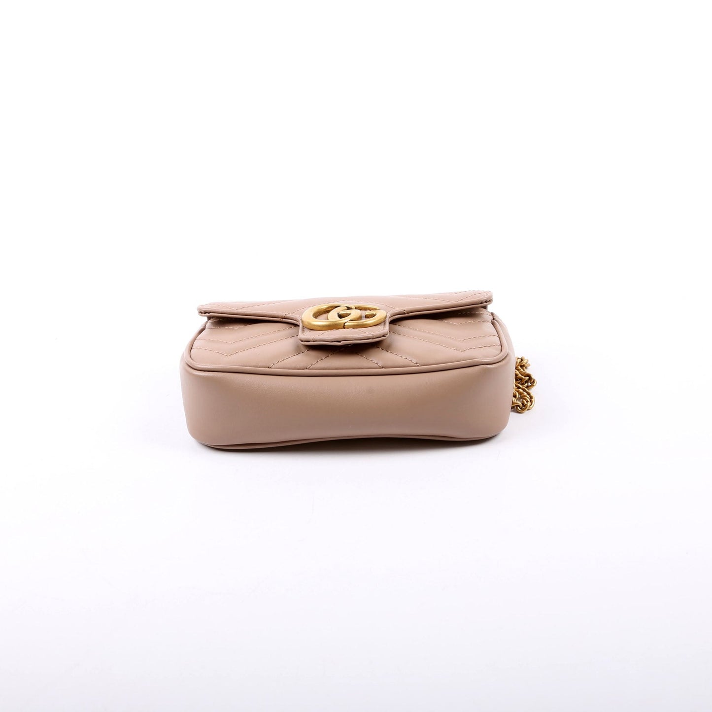 Gucci 476433 Marmont Leather Super Mini Flap Tan Bag
