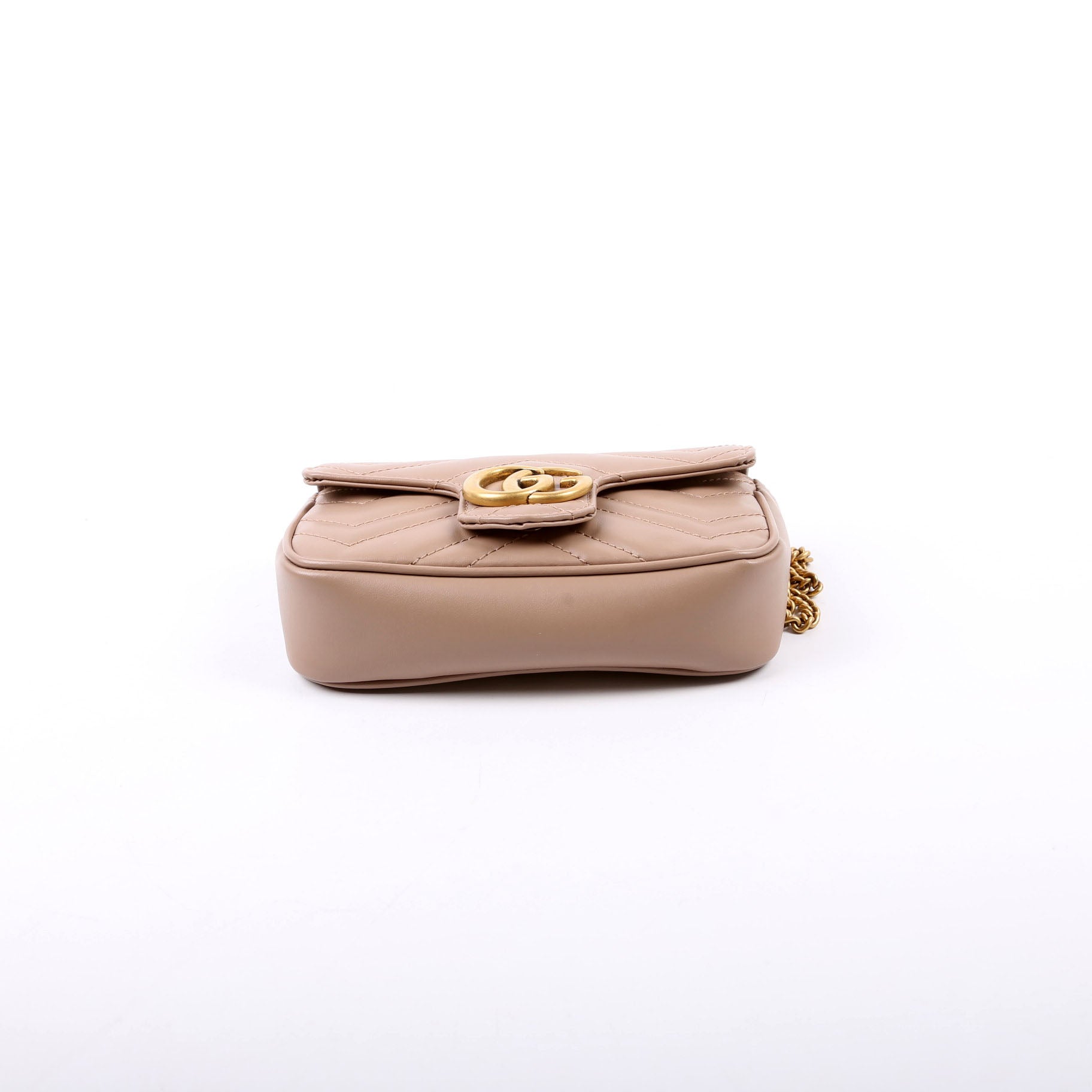 Gucci 476433 Marmont Leather Super Mini Flap Tan Bag