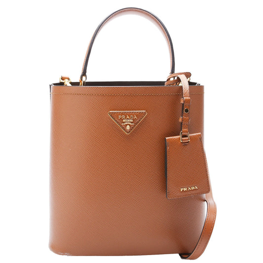 Prada 1BA212 Saffiano Cuir Medium Panier Brown Bag