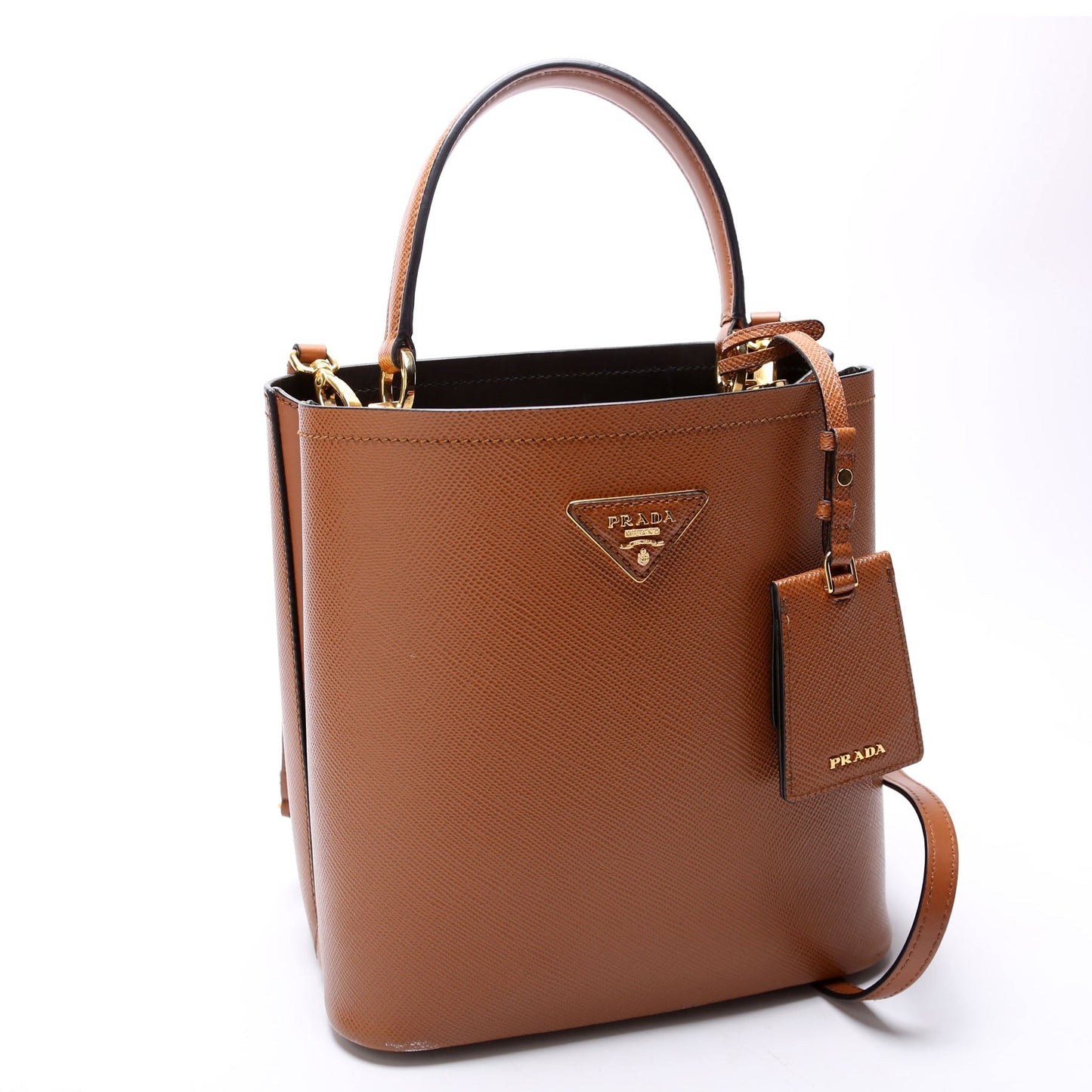 Prada 1BA212 Saffiano Cuir Medium Panier Brown Bag