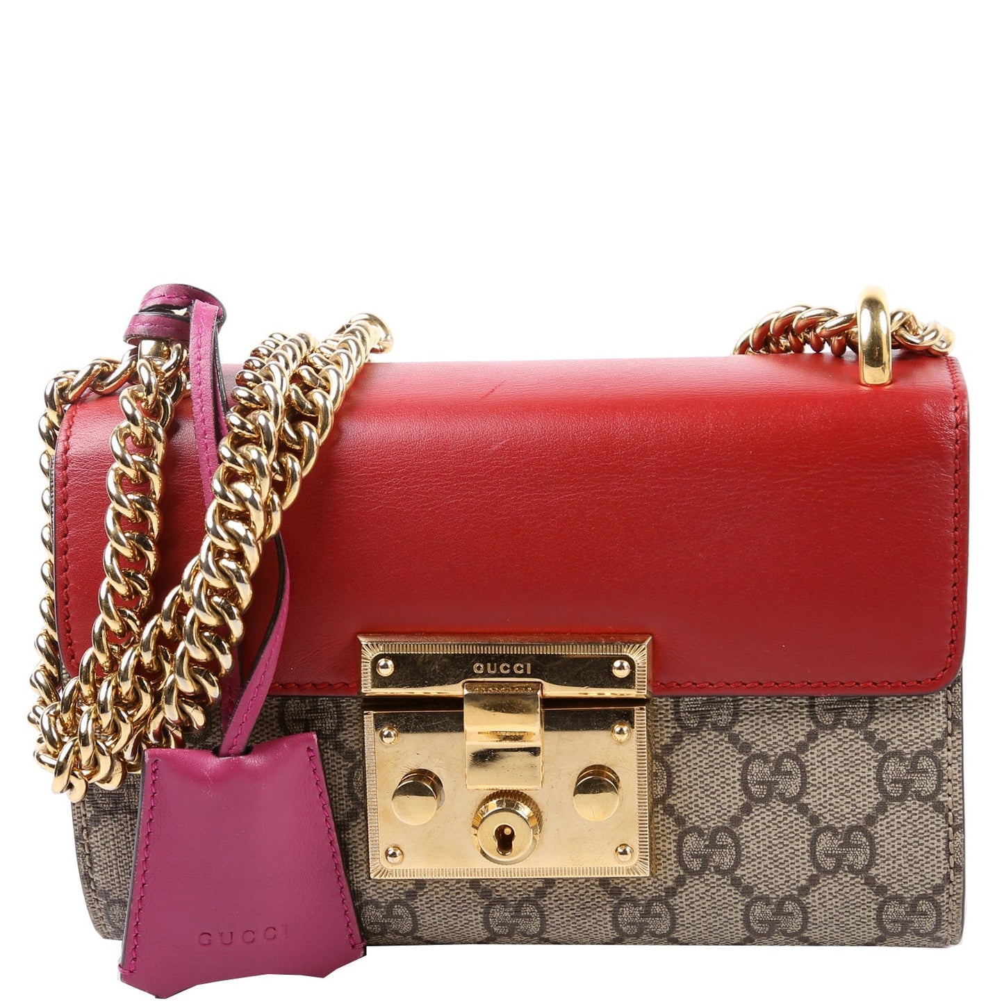 Gucci 409487 Padlock GG Supreme Small Red Bag