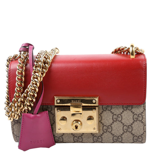 Gucci 409487 Padlock GG Supreme Small Red Bag