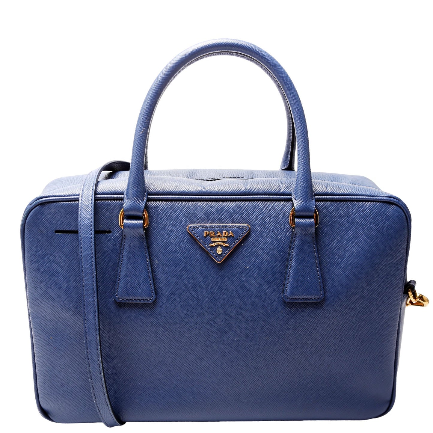 Prada Saffiano Lux Bauletto Blue Bag