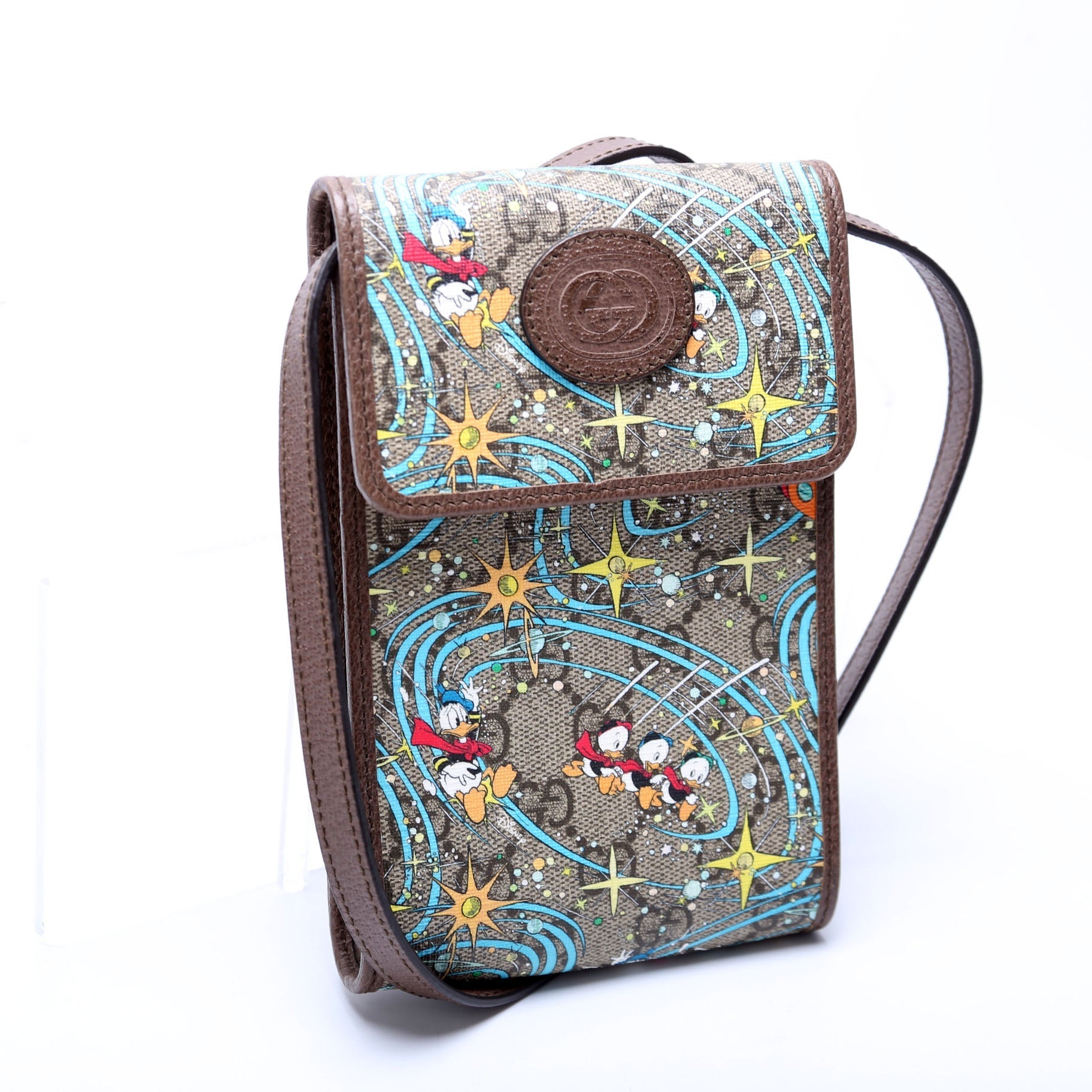 Gucci 647927 X Disney GG Supreme Donald Duck Mini Crossbody Bag