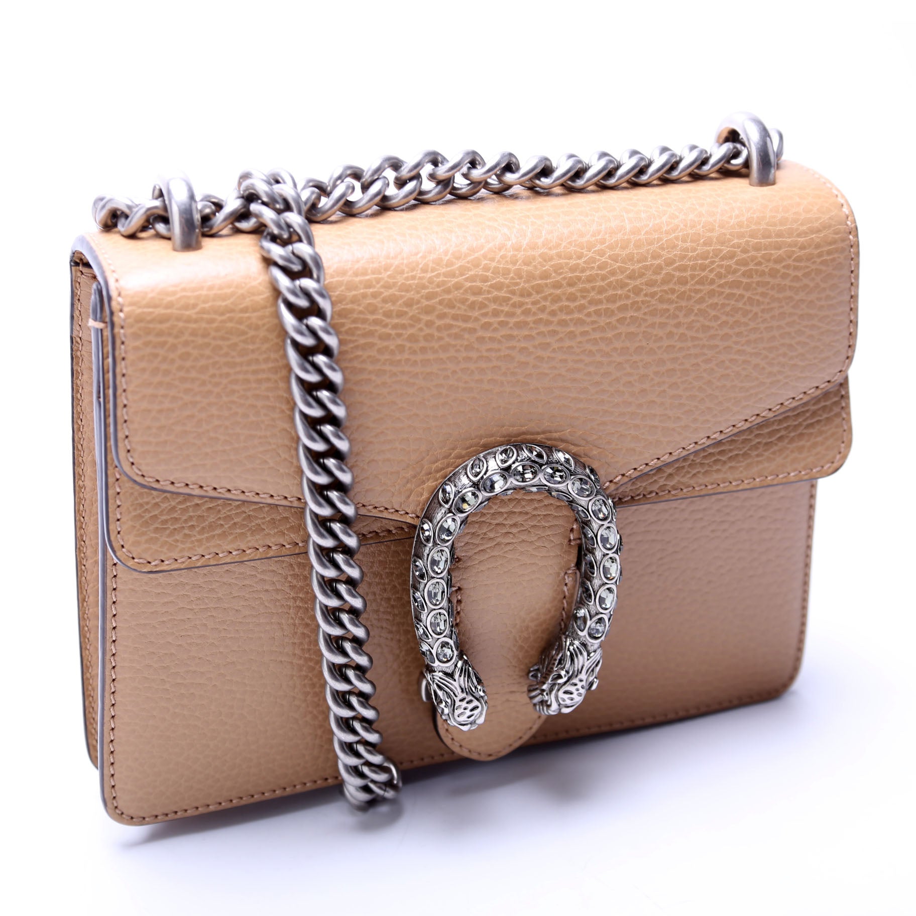 Gucci 421970 Dionysus Leather Shoulder Mini Tan Bag